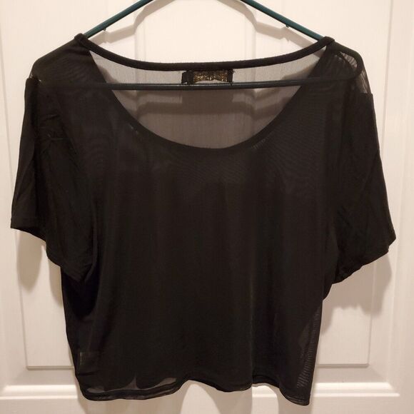 BABY PHAT SZ L BLACK SHEER CHIFFON TOP 1X - Picture 3 of 5